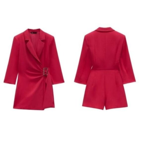 NWT ZARA BUCKLEWRAPJUMPSUITBLAZER ROMPER FUCHSIA CLUBCOCKTAILPARTY 0387/055/SZ S - Picture 10 of 14